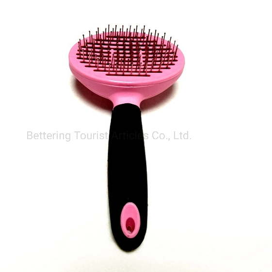 Pink Pet Grooming Comb Hair Brush Push Hair Remove