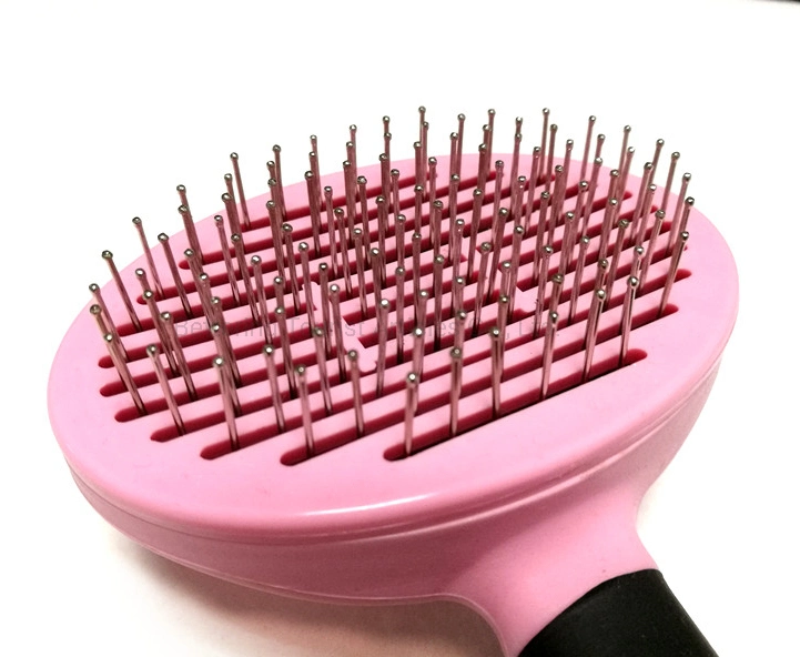 Pink Pet Grooming Comb Hair Brush Push Hair Remove