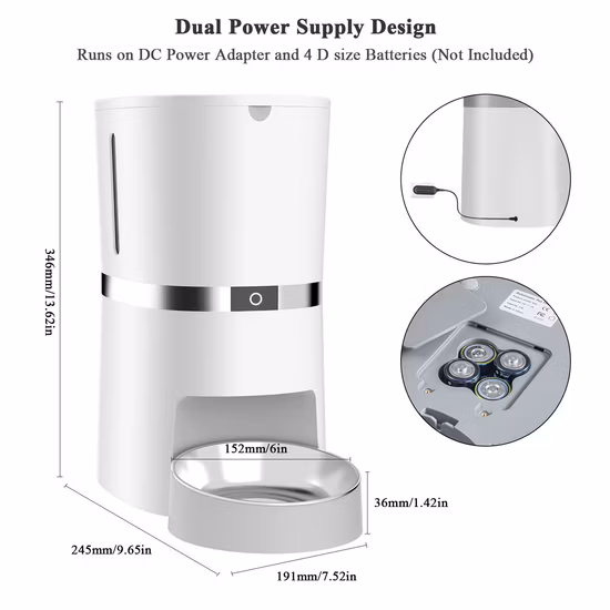 Futterautomat für Haustiere, automatischer intelligenter Futterspender mit Batterieversorgung