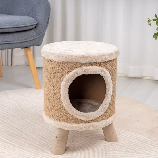 Rena Pet Robustes Katzenkratzhaus, Katzenbaum, Schreibtischträger, Spielzeugmöbel mit Holzbeinen